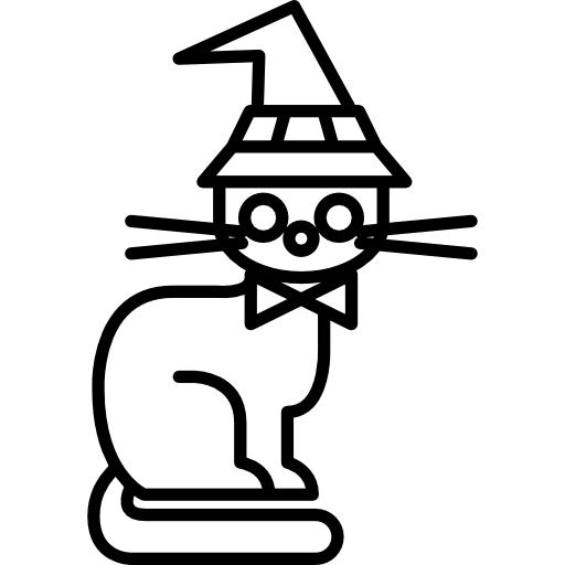 gato con sombrero de bruja  icono