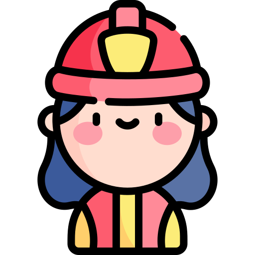 pompiere Kawaii Lineal color icona