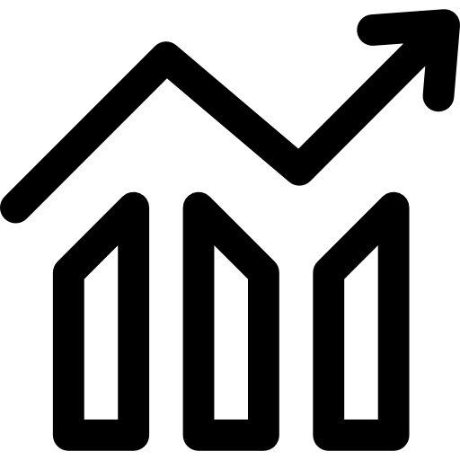 gráfico creciente Curved Lineal icono