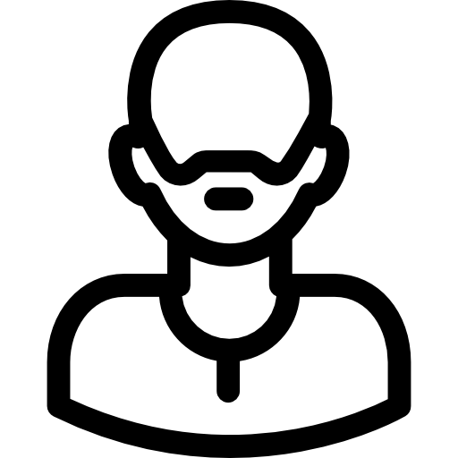 Łysy mężczyzna z brodą Curved Lineal ikona