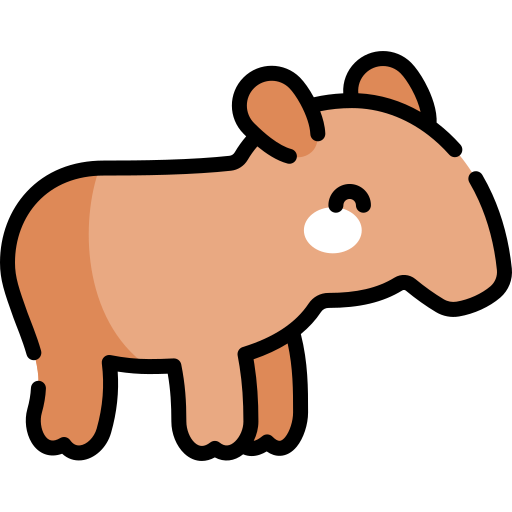 tapir Kawaii Lineal color icono