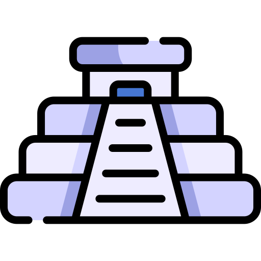 piramide maya Kawaii Lineal color icona