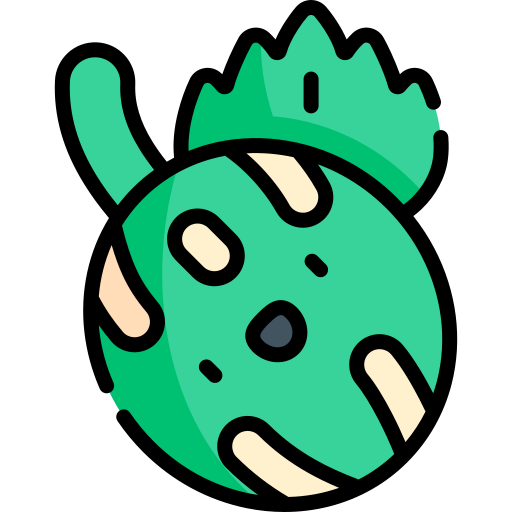 zucca verde Kawaii Lineal color icona