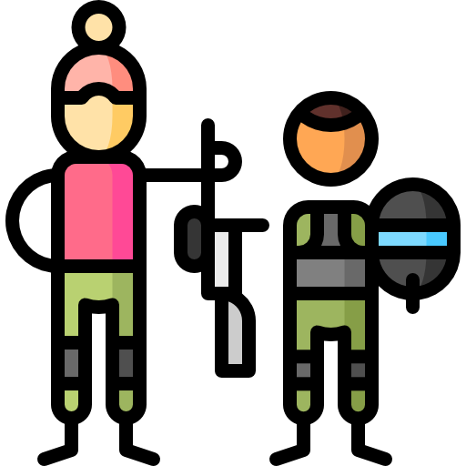 Paintball Puppet Characters Lineal Color icon