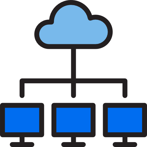 Cloud computing srip Lineal Color icon