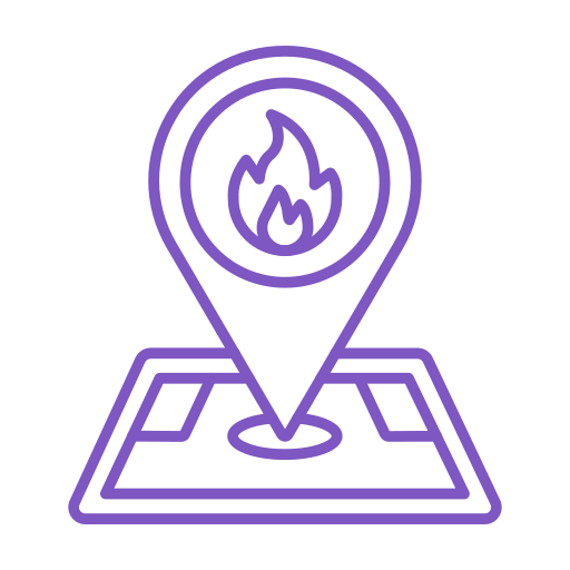 lugar del incendio Generic color outline icono