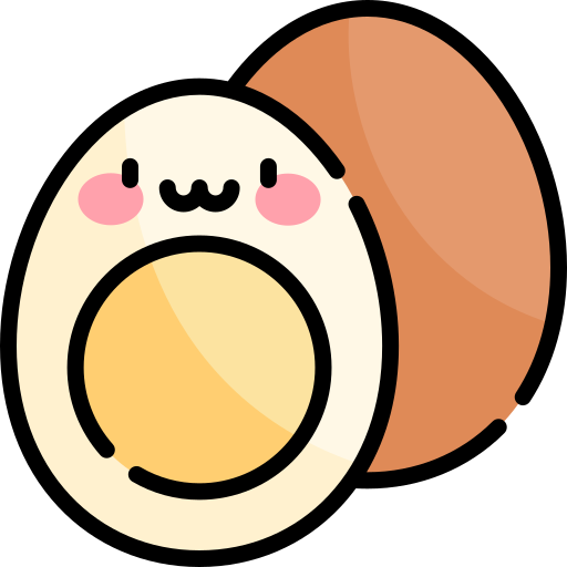 huevo duro Kawaii Lineal color icono