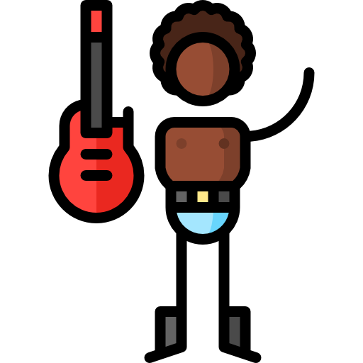 gitaarspeler Puppet Characters Lineal Color icoon