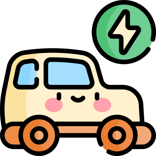 elektrische auto Kawaii Lineal color icoon