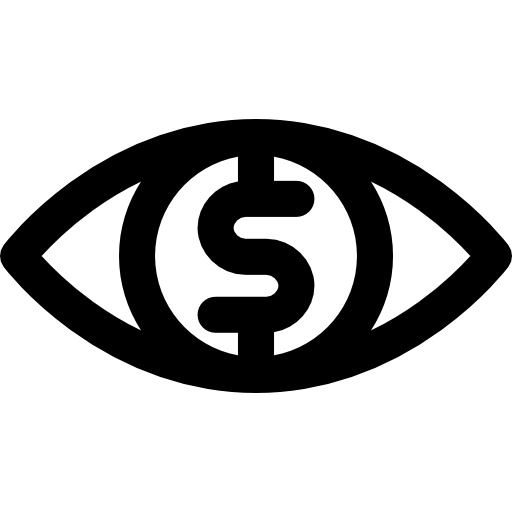 olho com símbolo de dólar Curved Lineal Ícone