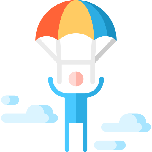 paracaidista Puppet Characters Flat icono