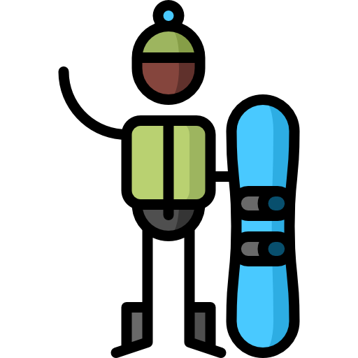 snowboarder Puppet Characters Lineal Color Icône