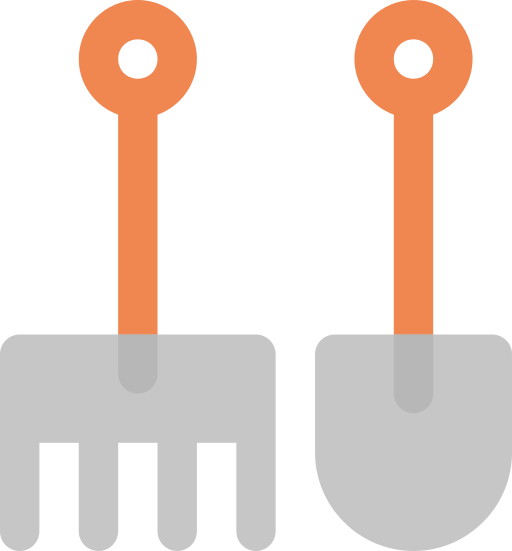 Shovel and Rake Generic color fill icon
