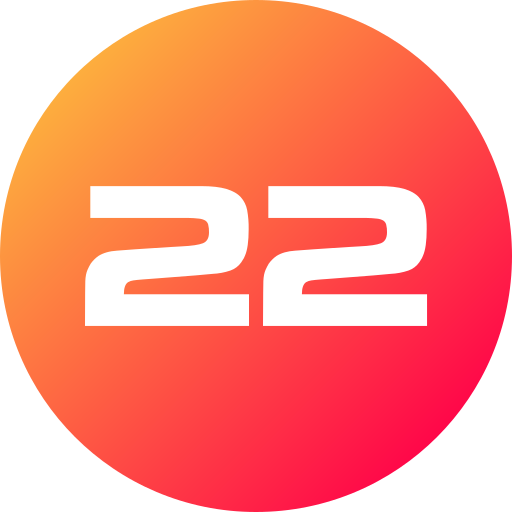 Number 22 Generic gradient fill icon