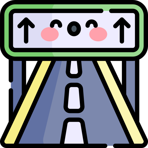 autostrada Kawaii Lineal color icona