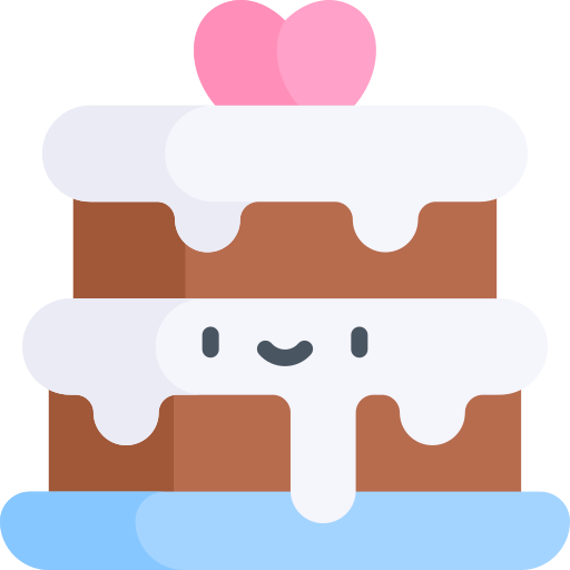 gâteau de mariage Kawaii Flat Icône