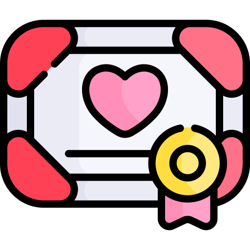 certificado de matrimonio Kawaii Lineal color icono