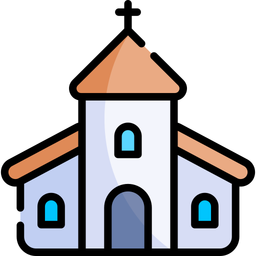 kościół Kawaii Lineal color ikona