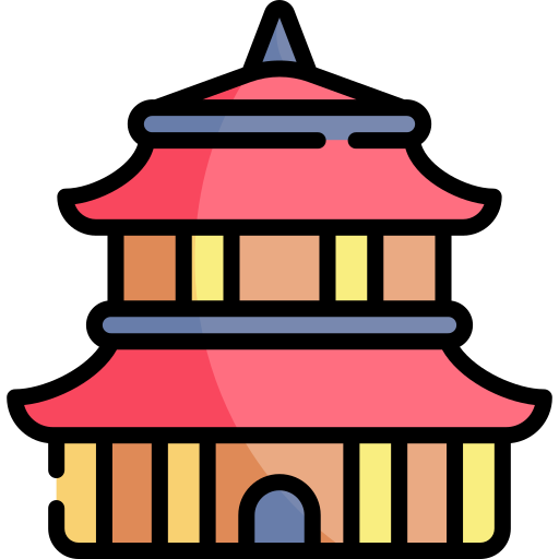 Świątynia Kawaii Lineal color ikona