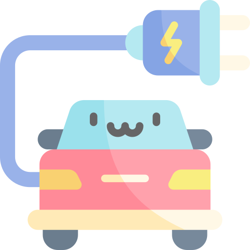 elektroauto Kawaii Flat icon