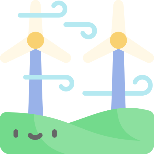 turbina wiatrowa Kawaii Flat ikona