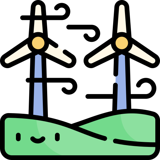 windturbine Kawaii Lineal color icoon