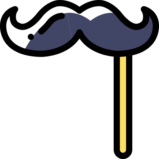 Mustache Detailed Rounded Color Omission icon