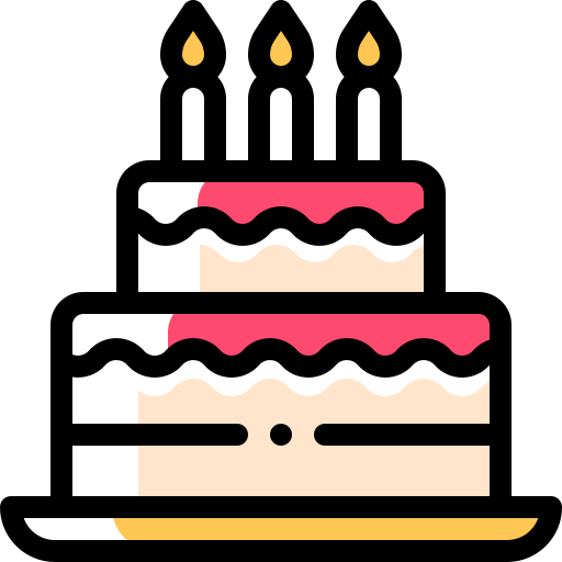 Birthday cake Detailed Rounded Color Omission icon