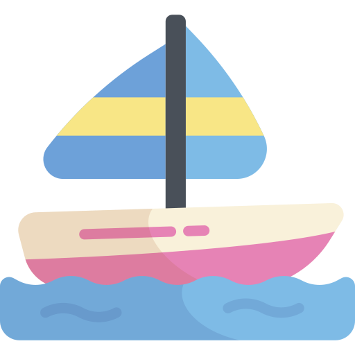 Żaglówka Kawaii Flat ikona