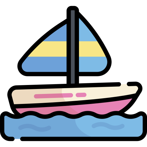 Парусная лодка Kawaii Lineal color иконка
