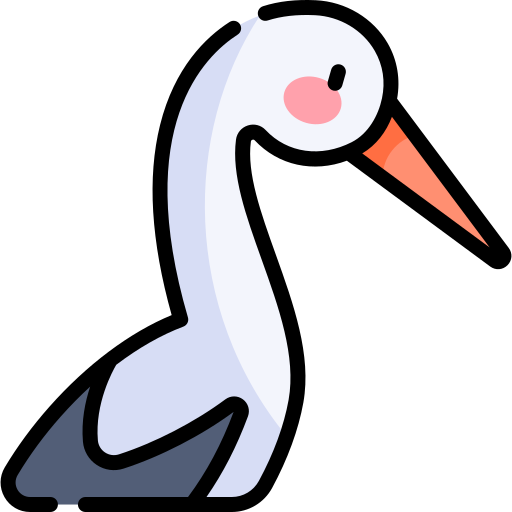 Stork Kawaii Lineal color icon