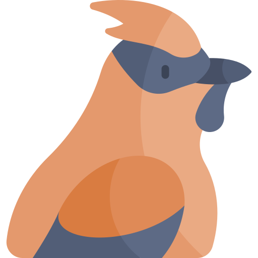 Bohemian waxwing Kawaii Flat icon