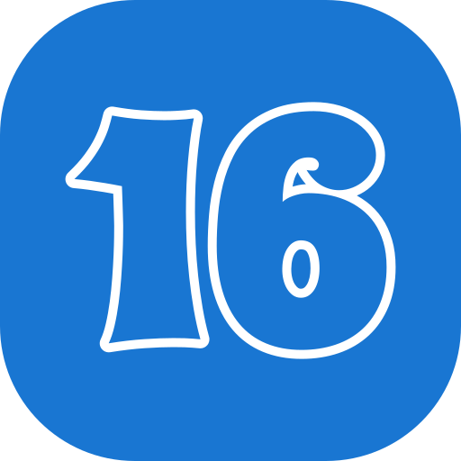 Number 16 Generic color fill icon