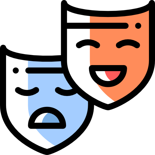 Theater masks Detailed Rounded Color Omission icon