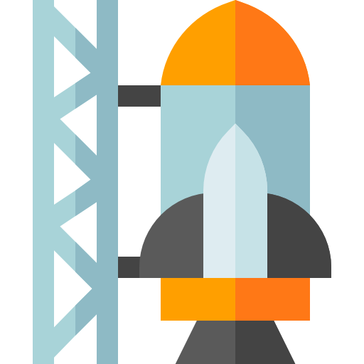 Rocket ship launch Basic Straight Flat icon