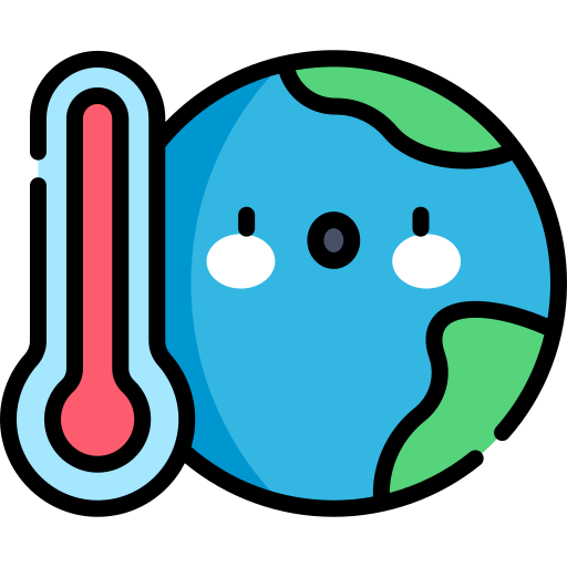 il riscaldamento globale Kawaii Lineal color icona