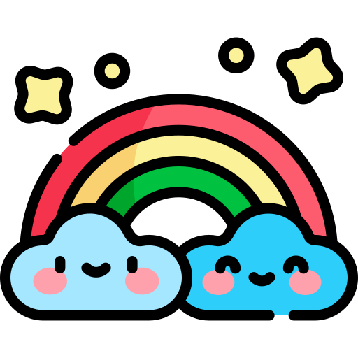 regenboog Kawaii Lineal color icoon